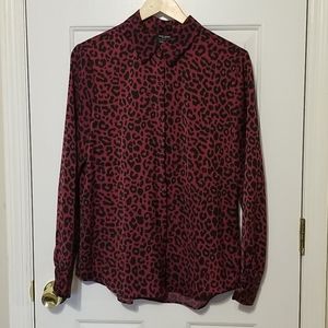 David Lerner Leopard Print Button Down Shirt